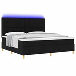 vidaXL Lit à ressort LED avec matelas Noir 200 x 200 cm tissu