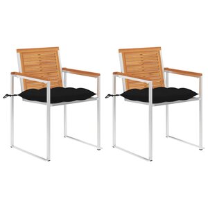 vidaXL Chaises de jardin avec coussins 2 Pièces Acacia solide et acier