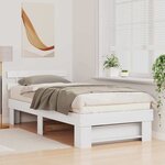 vidaXL Cadre de lit avec tête de lit Blanc 80 x 200 cm Pin massif