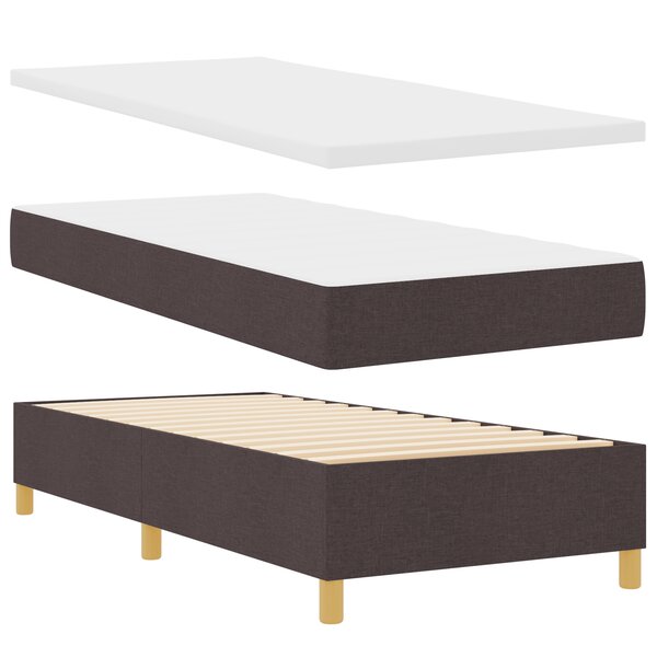 Lit à ressorts vidaXL avec matelas et banc marron foncé 100x200 cm en tissu