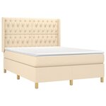 vidaXL Sommier à lattes de lit matelas et LED Crème 140x200 cm Tissu