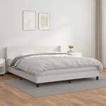 vidaXL Sommier à lattes de lit avec matelas Blanc 180x200cm Similicuir
