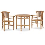vidaXL Ensemble à manger de jardin 3 Pièces Bois de teck solide
