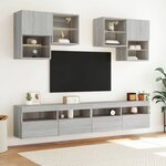 vidaXL Meuble TV mural avec lumières LED sonoma gris 100x30x40 cm