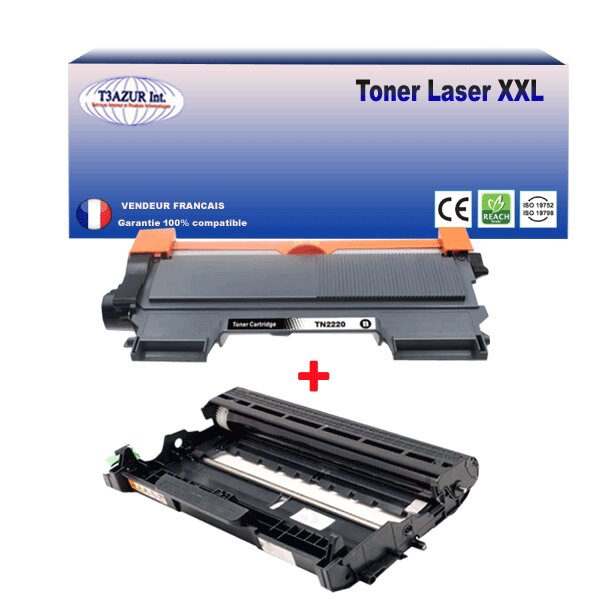 Kit Tambour+Toner  compatible avec Brother TN2220, TN2010, DR2200 pour Brother MFC7360, MFC7360N - T3AZUR