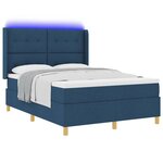 vidaXL Lit à ressorts avec bandes LED Bleu 140 x 190 cm tissu