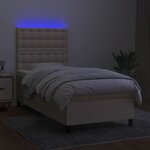 vidaXL Sommier à lattes de lit et matelas et LED Crème 100x200cm Tissu
