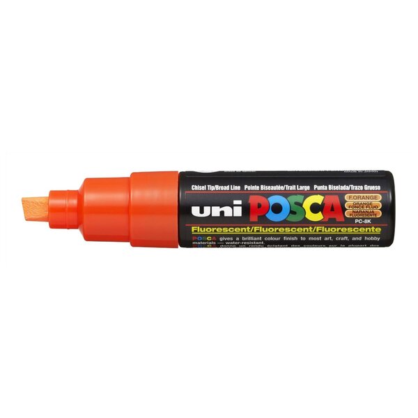 Marqueur pointe large biseautée POSCA PC8K 8mm Orange Fluo x 6 POSCA