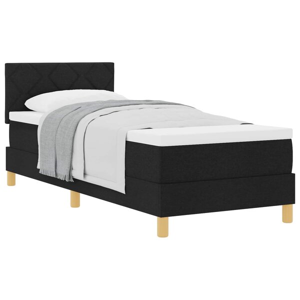 vidaXL Lit à ressorts avec coussin Noir 80 x 200 cm tissu