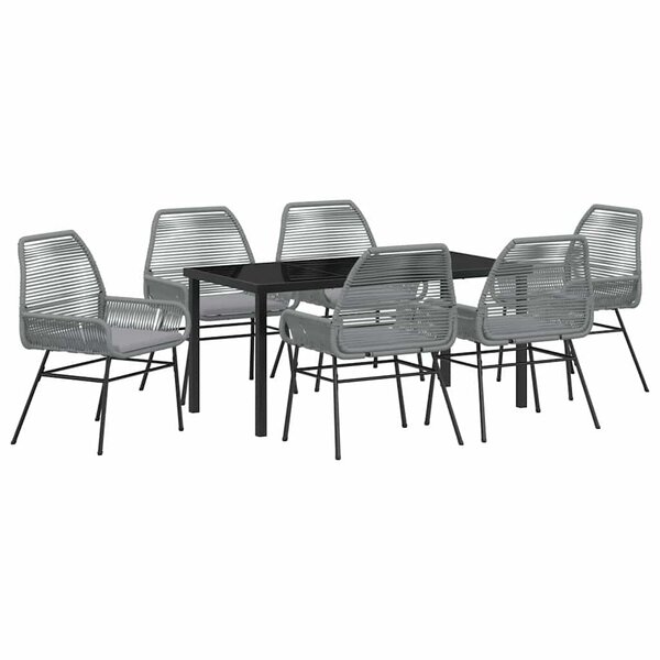 vidaXL Ensemble de salle à manger pour jardin 7 Pièces Gris polyrotin