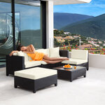 Tectake Salon bas de jardin AMY 5 places avec 2 sets de housses - noir