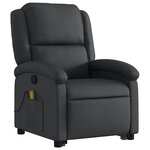 vidaXL Fauteuil inclinable de massage noir cuir véritable