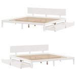 vidaXL Cadre de lit avec tiroirs sans matelas blanc 180x200 cm