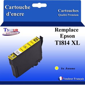 T3AZUR- Cartouche Compatible pour Epson T1814  T1804 T18XL Jaune