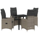 vidaXL Ensemble de salle à manger pour jardin 5 Pièces Gris Poly rotin