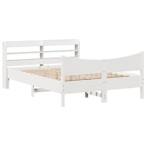 vidaXL Cadre de lit avec tête de lit blanc 120x190 cm bois pin massif