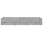 vidaXL Cadre de lit avec tiroirs sans matelas gris béton 100x200 cm