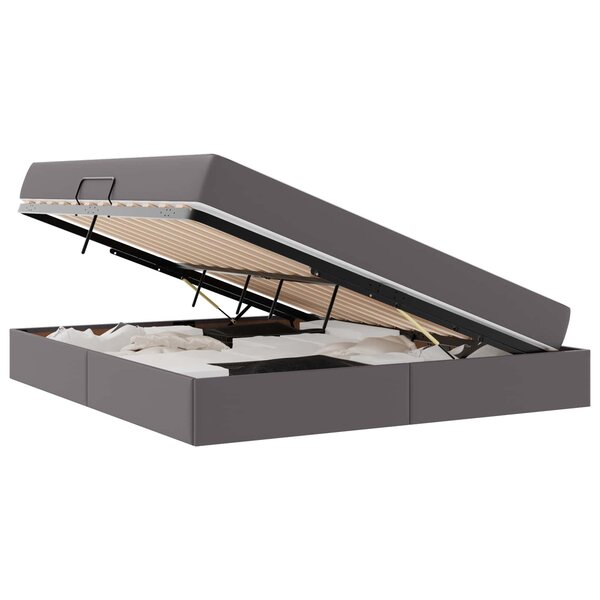 vidaXL Lit avec rangement et matelas avec stockage 2 pc Gris Cuir