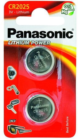 Blister de 2 piles CR 2025 3V au lithium PANASONIC