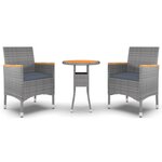 vidaXL Mobilier à dîner de jardin 3 Pièces Résine tressée Gris