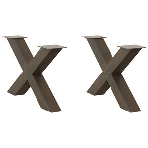 vidaXL Pieds de table basse en forme de X  2 pièces  acier naturel  70 x (42-43) cm