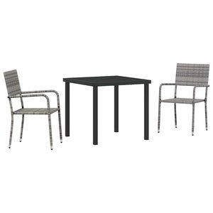 vidaXL Ensemble de salle à manger pour jardin 3 Pièces Gris Poly rotin