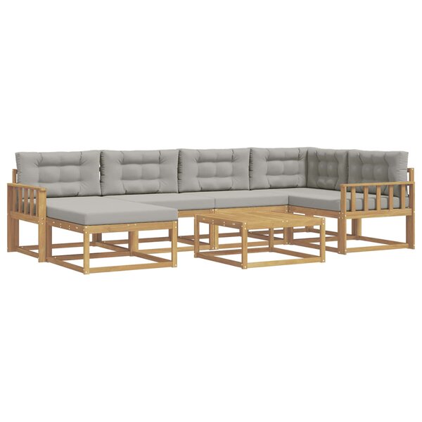 vidaXL Ensemble de canapés d'extérieur 7 pc Blanc et gris clair