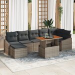 vidaXL Set de salle à manger de jardin de 8 pièces avec coussins gris en poly rotin