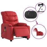 vidaXL Fauteuil de massage inclinable électrique rouge similicuir
