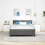 vidaXL Lit à ressorts avec tête de lit Gris foncé 160 x 200 cm tissu