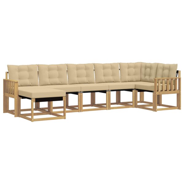vidaXL Ensemble de canapés d'extérieur 7 Pièces Blanc et Beige
