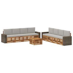 vidaXL Ensemble de canapés d'extérieur 9 pc Naturel et gris clair