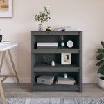 vidaXL Bibliothèque Gris 80x35x97 cm Bois de pin massif