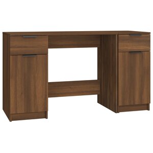 vidaXL Bureau avec armoire latérale Chêne marron Bois d'ingénierie