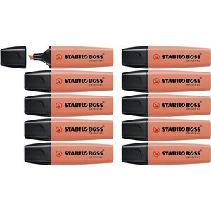 Surligneur BOSS ORIGINAL Pastel biseautée 2 - 5 mm corail pastel x 10 STABILO