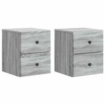 vidaXL Cabinet de chevet mural 2 Pièces Sonoma gris 34 5 x 33 x 40 cm