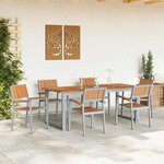 vidaXL Ensemble de salle à manger pour jardin 7 Pièces Gris et marron