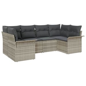 vidaXL Ensemble de canapé de jardin 6 Pièces Gris clair Poly rotin