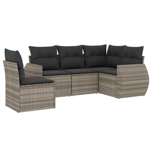 vidaXL Salon de jardin 5 Pièces avec coussins gris clair résine tressée
