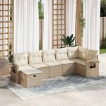vidaXL Salon de jardin avec coussins 7 Pièces beige résine tressée
