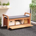 vidaXL Banc de rangement de jardin avec coussin 126 cm Bois d'acacia
