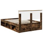 vidaXL Cadre de lit Chêne fumé 135 x 190 cm Bois d'ingénierie