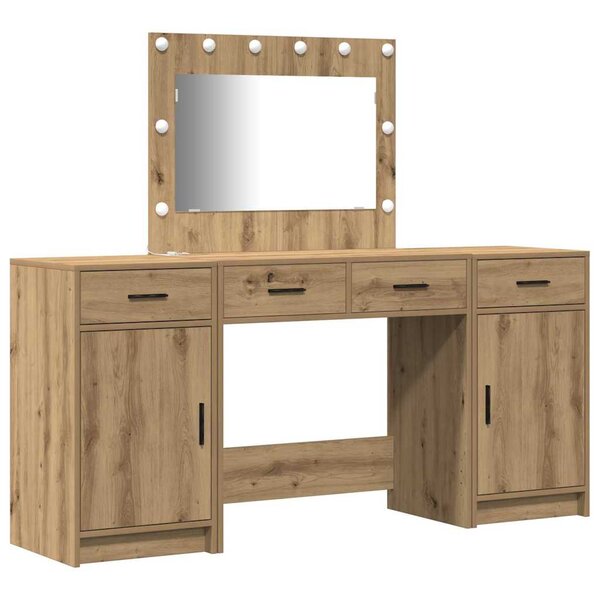 vidaXL Table de Toilette avec tiroir 3 Pièces Marron Bois d'ingénierie
