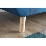 Lena bleu : Canapé scandinave 3 places bleu + 2 coussins