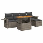 vidaXL Salon de jardin 6 Pièces avec coussins gris résine tressée