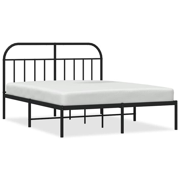 vidaXL Cadre de lit métal sans matelas avec tête de lit noir 150x200cm