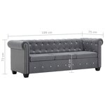 vidaXL Canapé à 3 places Revêtement en velours 199 x 75 x 72 cm Gris