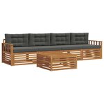 vidaXL Ensemble de canapés d'extérieur 5 pc Naturel et Anthracite
