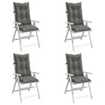 vidaXL Coussins de chaise à dossier haut lot de 4 gris foncé mélangé