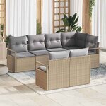 vidaXL Ensemble de canapé de jardin 7 Pièces Beige  Gris clair